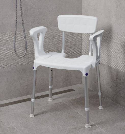 SecuCare Douchestoel Quattro met rugleuning en armleuning verstelbaar