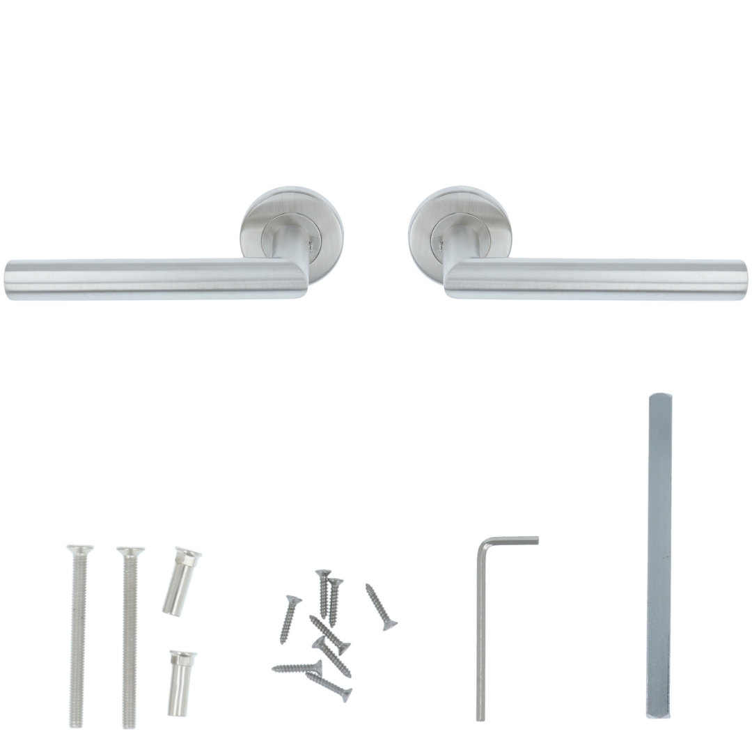 ODShop deurkruk Modern haaks op rond rozet rvs