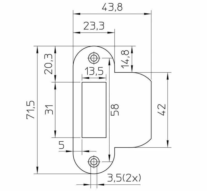 Nemef Sluitplaat Rechts Afgerond