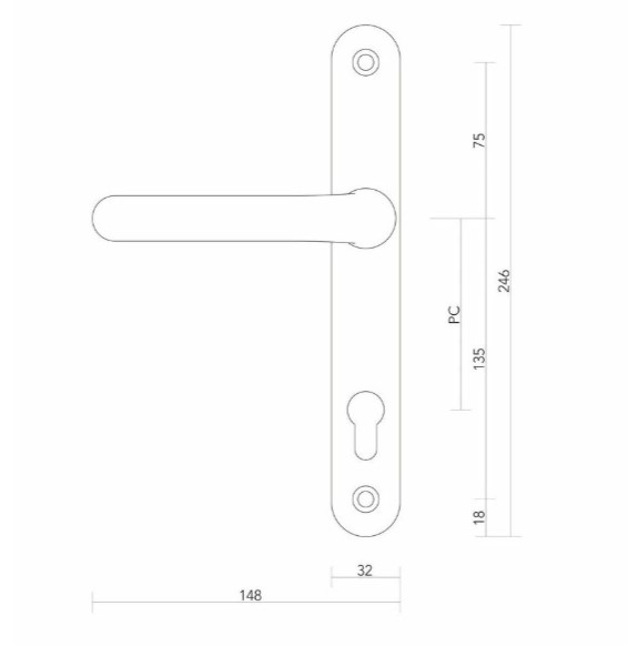 S2 veiligheidsbeslag 3221 smal binnen schild blind OV