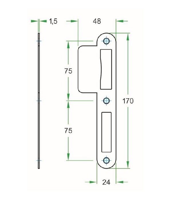 Sluitplaat lange lip 48 mm WC-PC72 rvs - Afbeelding 2