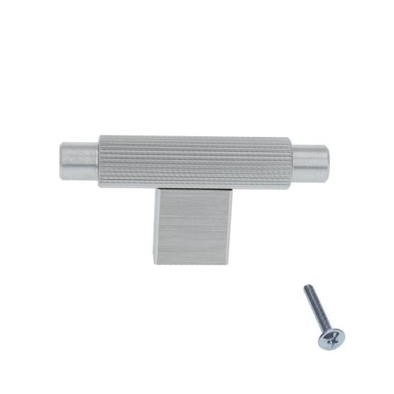 T-knop geribbeld 70 mm RVS-look