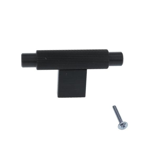 T-knop geribbeld 70 mm zwart