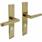 Intersteel deurkruk Bastian op langschild SL72 PVD messingkleur