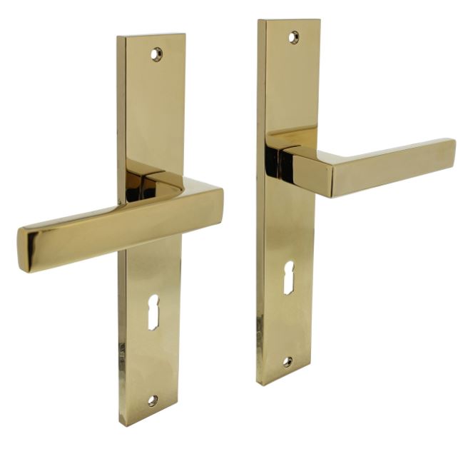 Intersteel deurkruk Hera op langschild SL72 PVD messingkleur