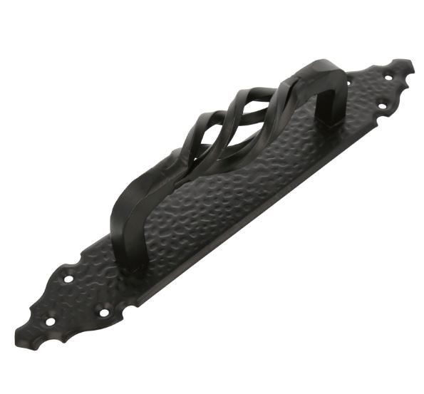 Deurgreep Spiraal op achterplaat mat zwart ijzer 190 mm