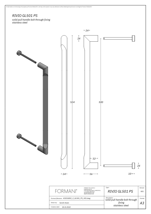 Deurgreep RIVIO by Gensler GL501PS brons