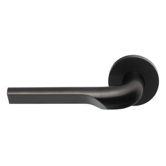 Enkele deurkruk RIVIO by Gensler GL100-G op rozet links pvd mat zwart