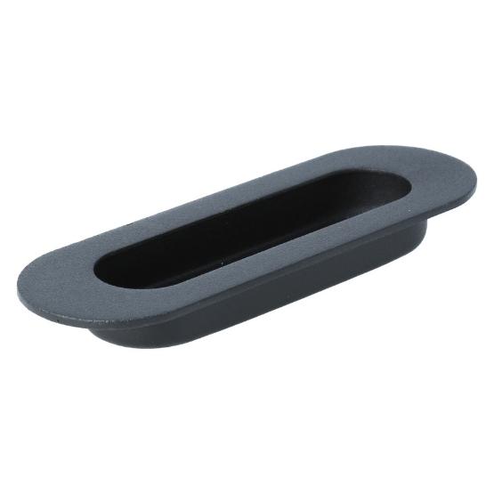 Schuifdeurkom Ovaal 120x40mm RVS/Zwart