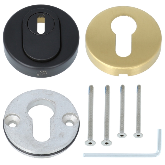 Veiligheid-Rozet Met Kerntrekbeveiliging Buiten Zwart/Binnen Goud