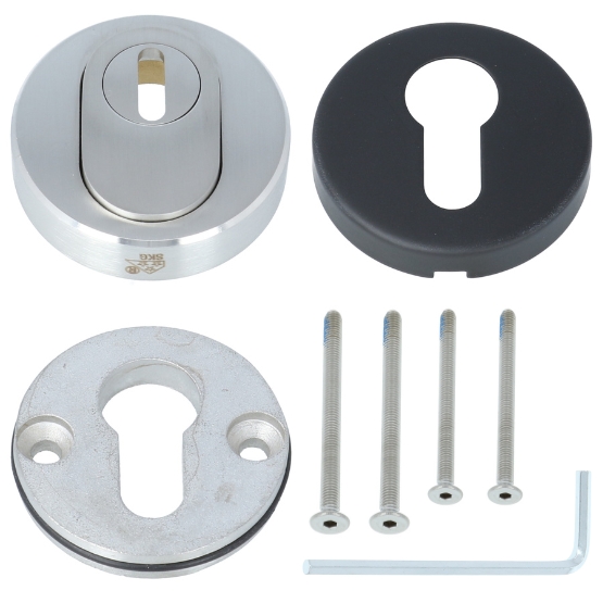 Veiligheid-Rozet Met Kerntrekbeveiliging Buiten RVS/Binnen Zwart