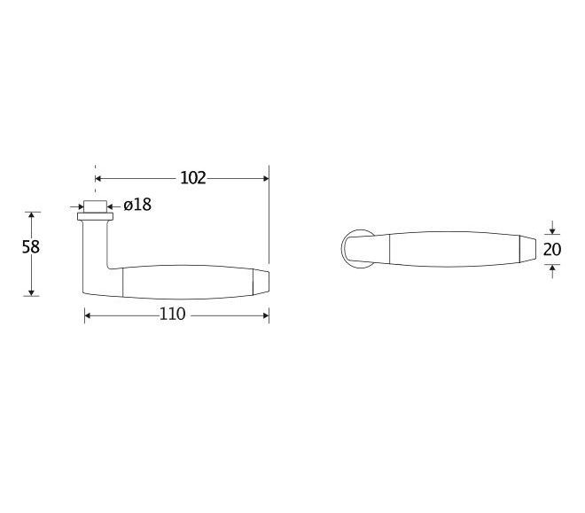 Deurkruk Ton teak mat zwart