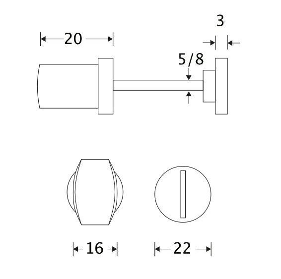 WC olive 5-8 mm Dual glans nikkel