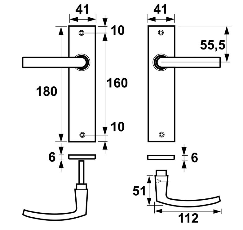 AXA basic schild blind met deurkruk blok aluminium F1