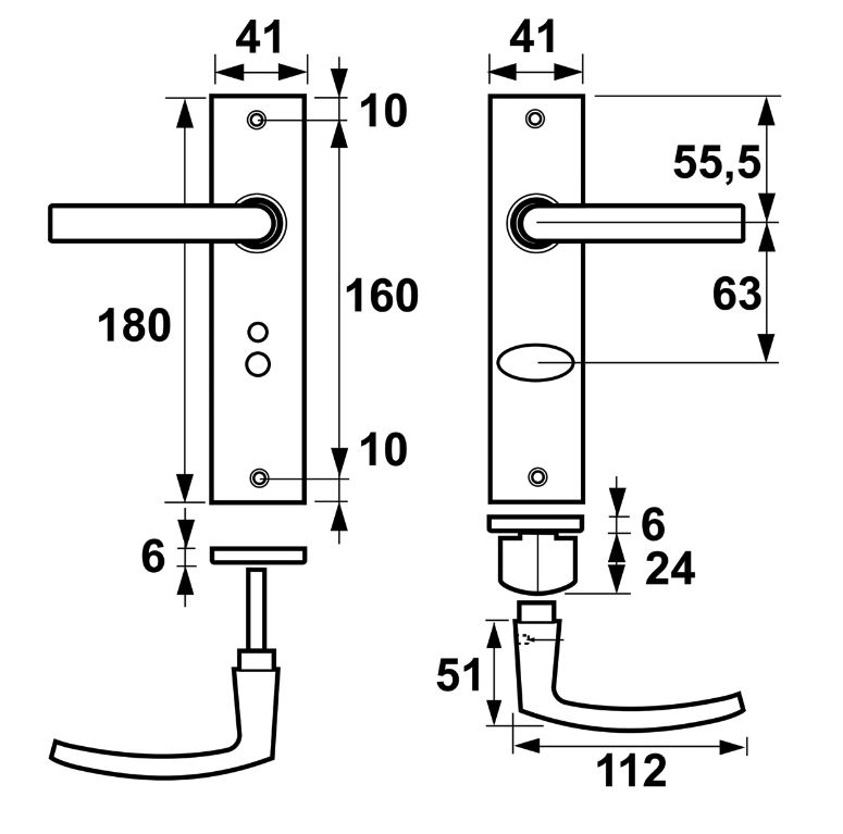 AXA basic schild WC63/8 met deurkruk blok aluminium F1