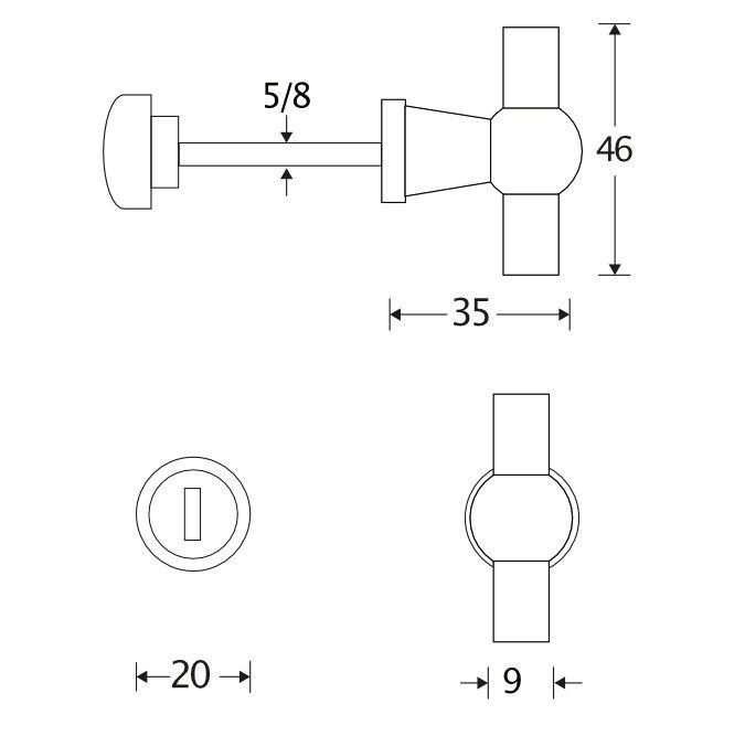 WC olive 5-8 mm Chemin de Fer messing ongelakt