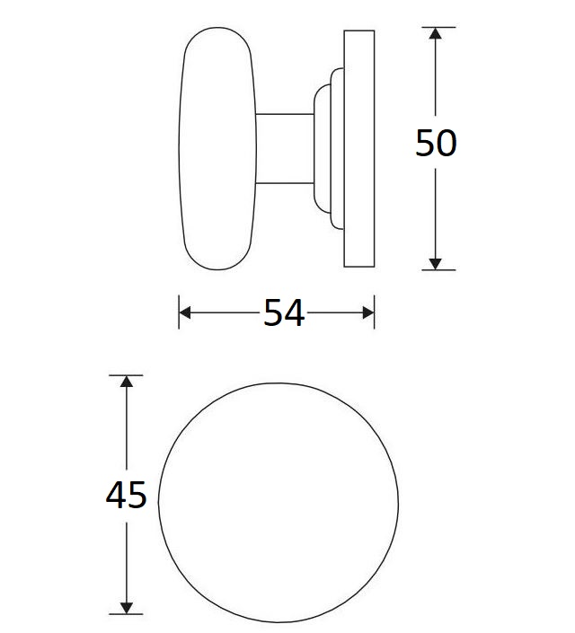 Meubelknop Elegant 45mm messing ongelakt