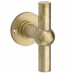 Voordeurknop Chemin de Fer messing antiek