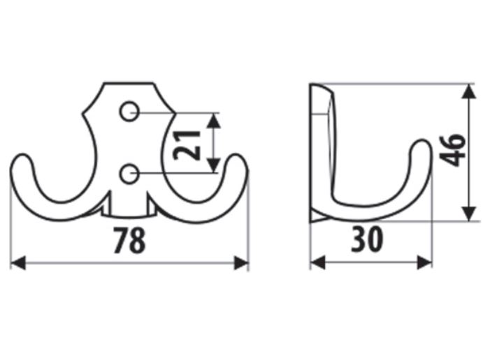 Kapstokhaak dubbel patina