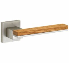 Deurkruk op geveerd rozet Mimolimit mat nikkel ongelakt/eiken