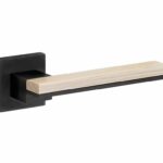 Deurkruk op geveerd rozet Mimolimit pvd mat zwart/gebleekt eiken