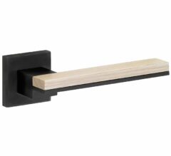 Deurkruk op geveerd rozet Mimolimit pvd mat zwart/gebleekt eiken