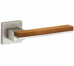 Deurkruk op geveerd rozet Mimolimit mat nikkel ongelakt/teak