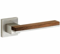 Deurkruk op geveerd rozet Mimolimit mat nikkel ongelakt/walnoot