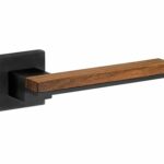 Deurkruk op geveerd rozet Mimolimit pvd mat zwart/walnoot