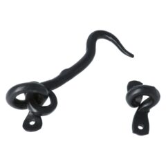 Deurhaak en vanger 75 mm ijzer zwart