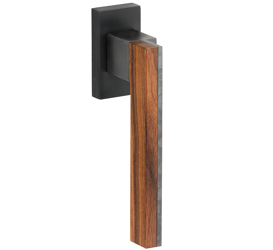 Draaikiepgarnituur Mimolimit links mat zwart pvd/walnoot