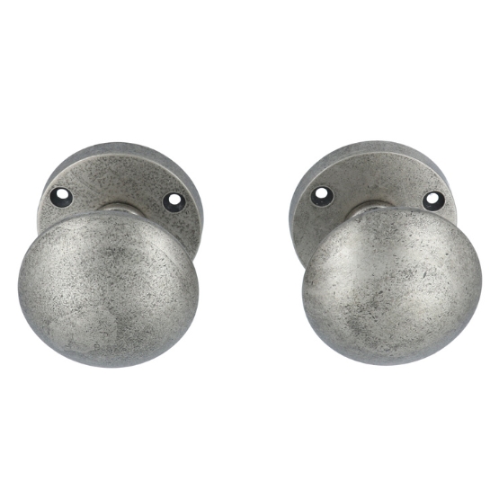 Draaiknopset voor deur oud zilver