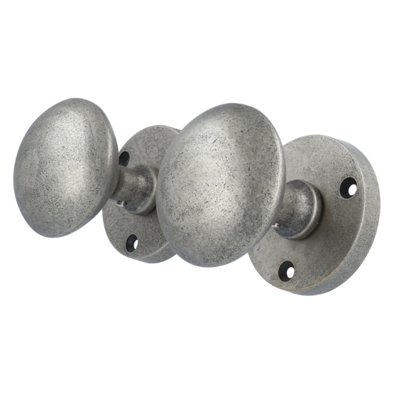 Draaiknopset voor deur oud zilver