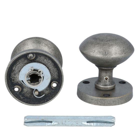 Draaiknopset voor deur oud zilver