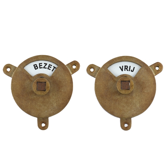 WC-deursluiting, heftoom brons antiek (vrij/bezet)