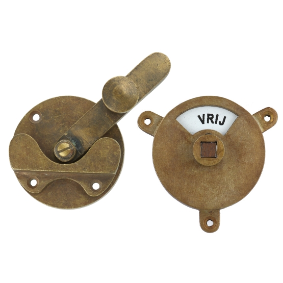 WC-deursluiting, heftoom brons antiek (vrij/bezet)