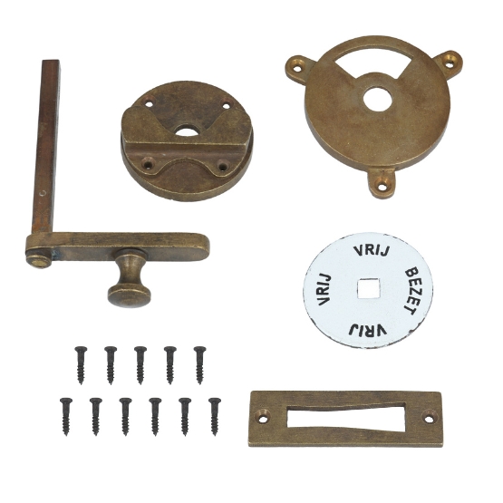 WC-deursluiting, heftoom brons antiek (vrij/bezet)