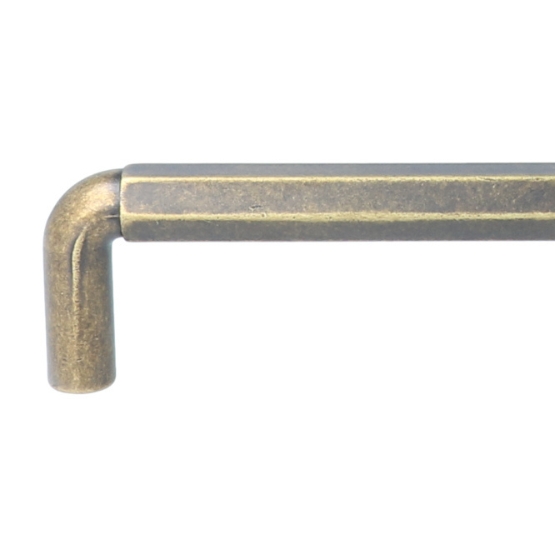 Greep zeshoekig 160 mm messing antiek