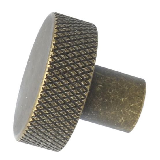 Knop plat met profielrand 35mm messing antiek