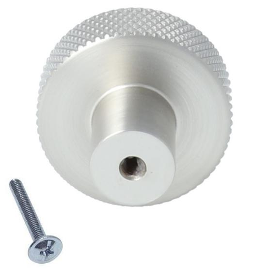 Knop plat met profielrand 35mm rvs-look