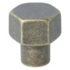 Knop zeshoekig 24mm messing antiek