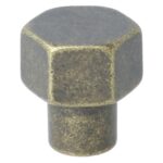 Knop zeshoekig 24mm messing antiek