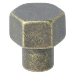 Knop zeshoekig 24mm messing antiek