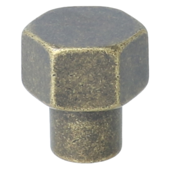 Knop zeshoekig 24mm messing antiek