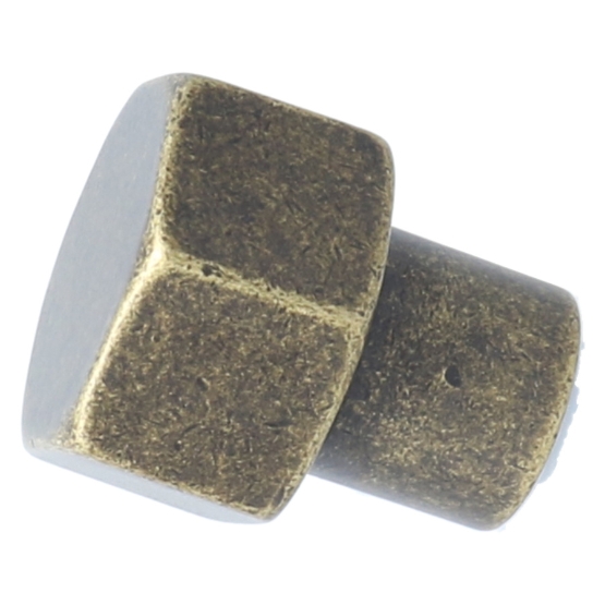 Knop zeshoekig 24mm messing antiek