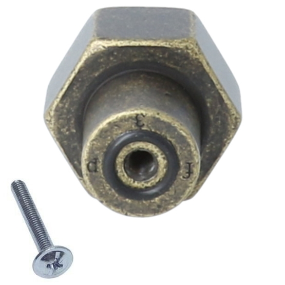 Knop zeshoekig 24mm messing antiek