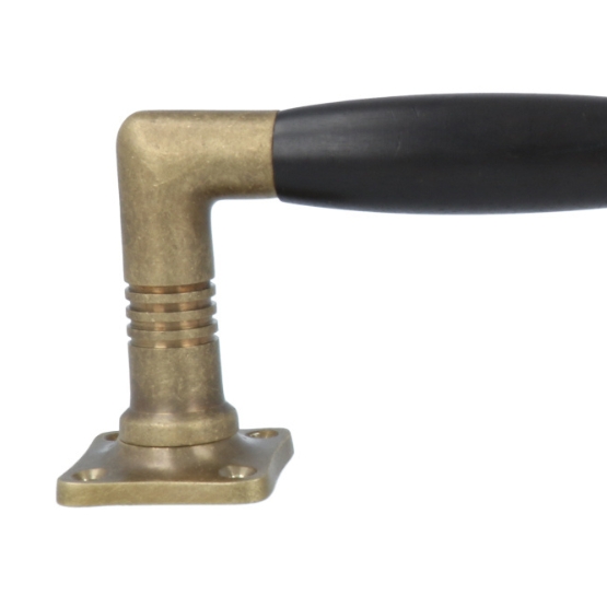 Deurgreep brons antiek met dubbel ebbenhouten handvat 225 mm