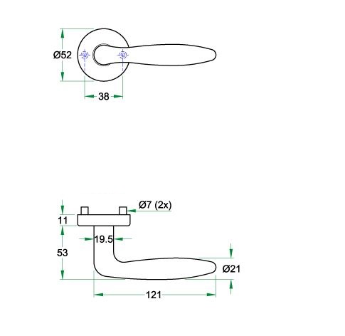 Deurkruk op rozet CINO brons