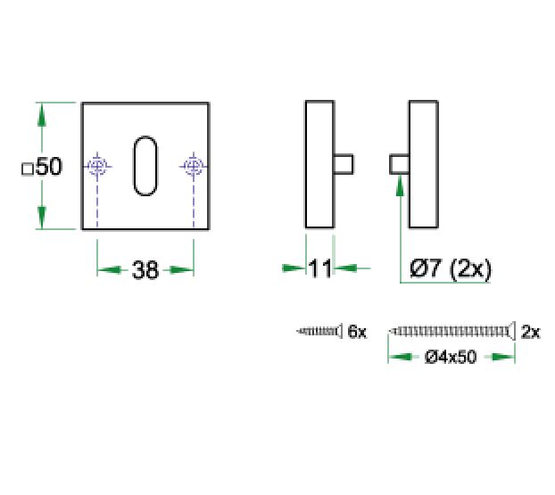 Set van twee sleutelplaatjes vierkant brons