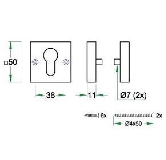 Set van twee cilinderplaatjes vierkant brons